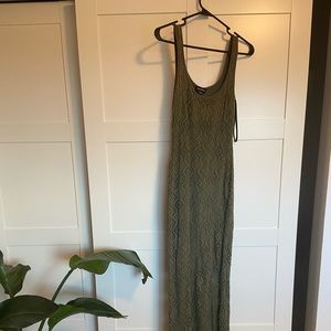 Bebe green maxi dress with cutout floral detailing